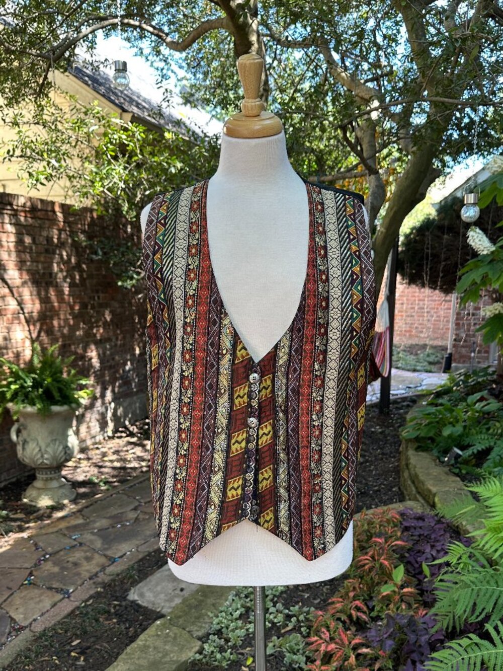 Vintage Agapo Unisex Striped Boho Western Tapestry Vest Sz M